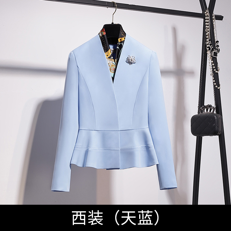 职业女裙套装米白色高端西装外套女西服时尚酒店经理美容师工作服|undefined