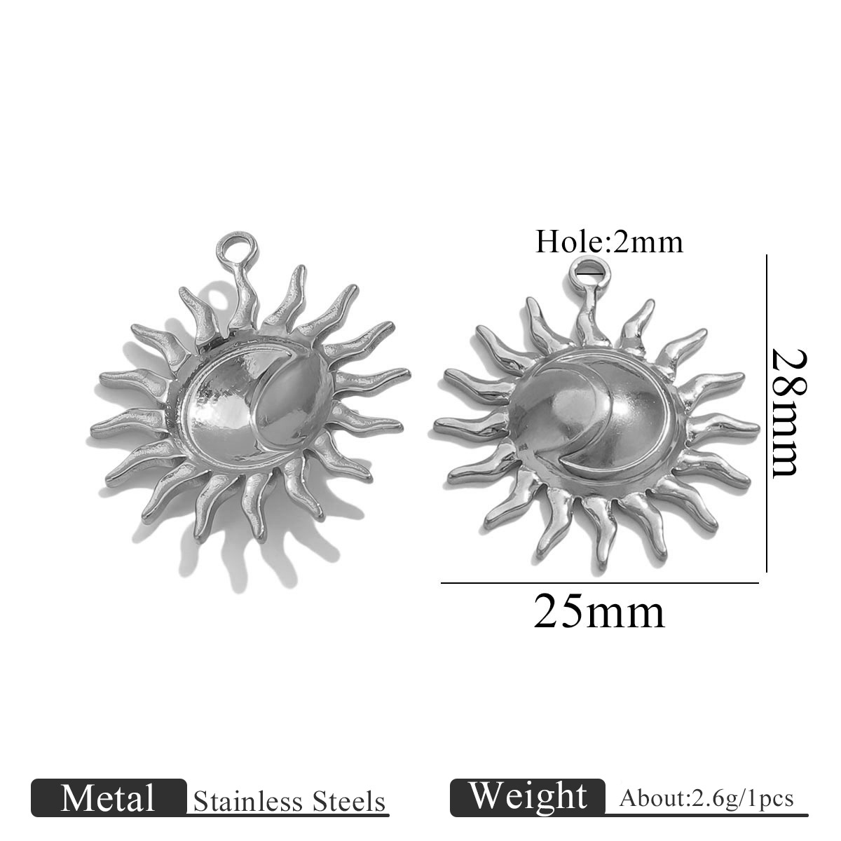 Retro europeo y americano de acero inoxidable sonriente cara Sol Luna colgante titanio acero DIY colgante collar accesorios hechos a mano