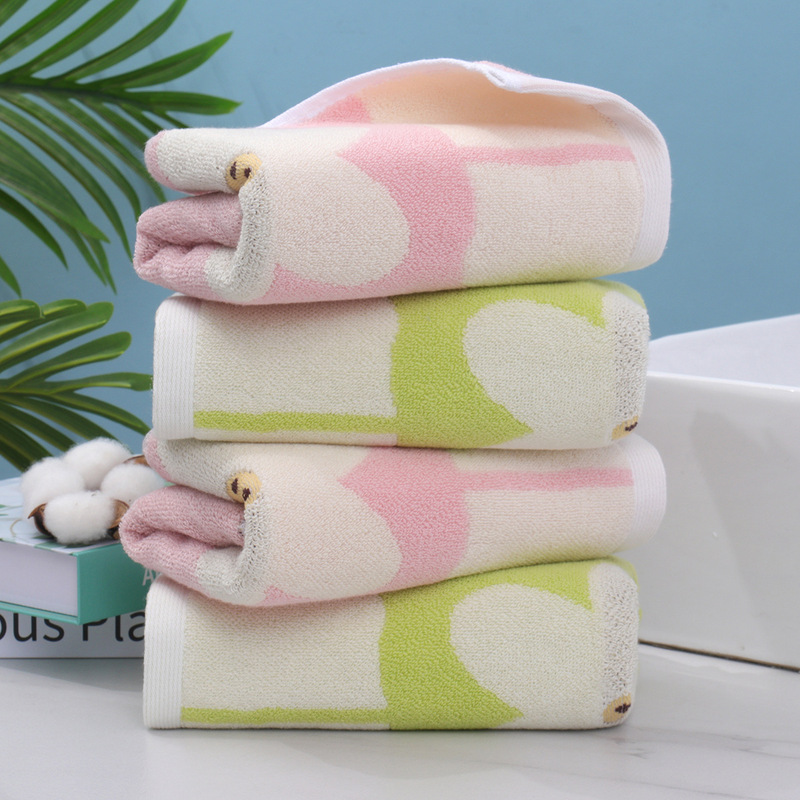 Cute sunflower pattern towel lint/fade soft absorbent face towel pink green two options