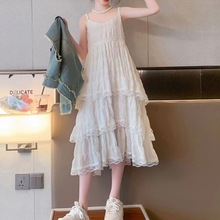 女童套装吊带裙夏季新款韩版中大童洋气女孩牛仔上衣两件套蛋糕裙