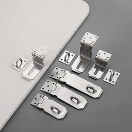 304不锈钢老式锁牌黑色带挂锁90度搭扣门栓防盗门扣加厚折叠锁扣