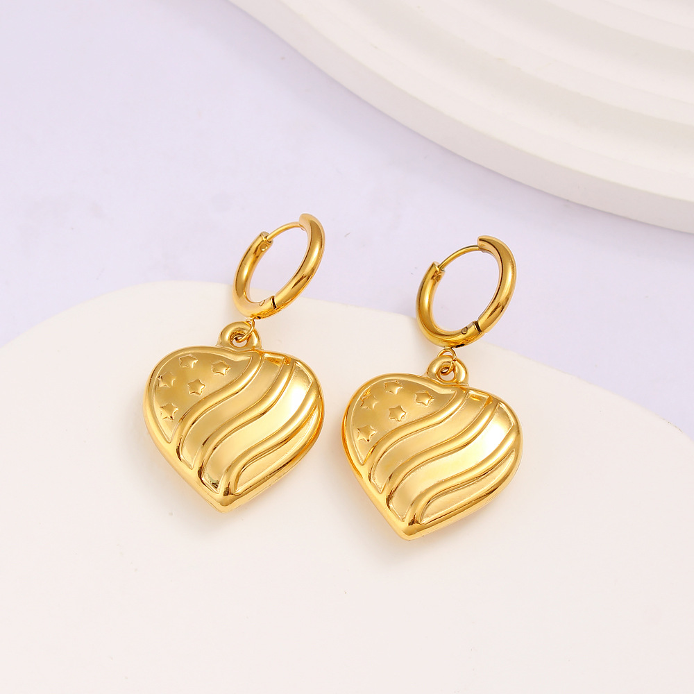 Daily Occasion 1 Pair Elegant Heart Shape 304 Stainless Steel Drop Earrings