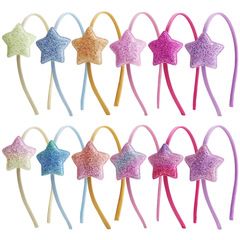 廠家直銷新款兒童蔥粉五角星發箍 歐美流行0.5CM色丁頭箍日韓飾品