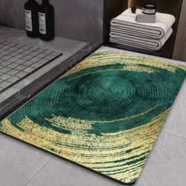 现代简约轻奢绿金浴室吸水地垫卫生间门口速干可擦洗家用防滑地毯