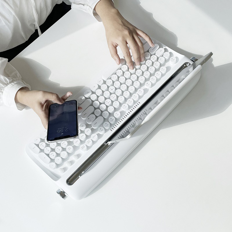B503 bluetoothワイヤレスオフィスタイプライター手触りキーボードタブレットpc汎用ファッションレトロな丸いキーキャップ英語|undefined