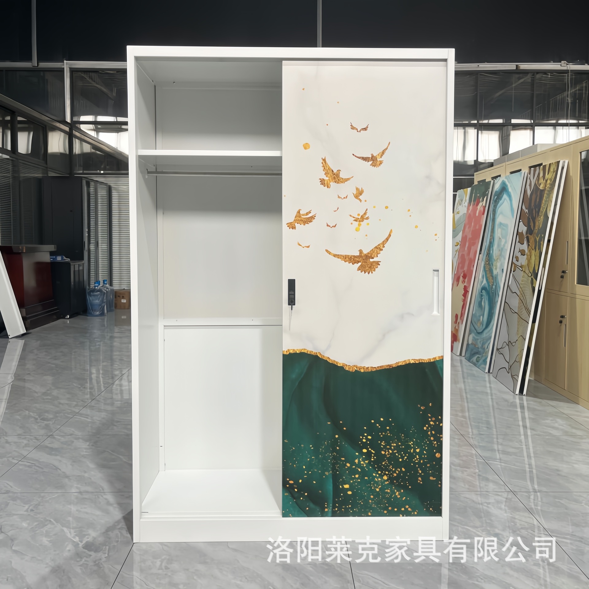 Personalizado hierro forjado dormitorio de acero impreso armario moderno puerta corredera armario armario combinado armario puerta deslizante armario image 4