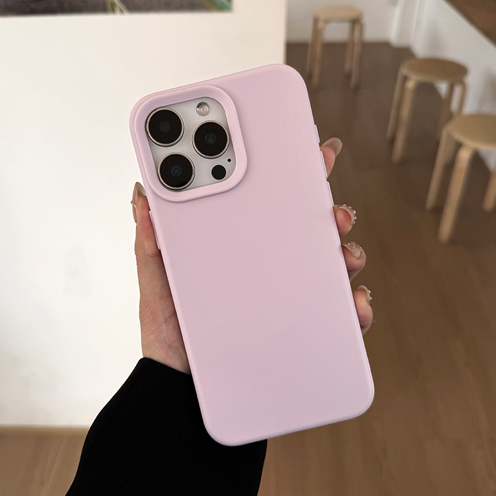 Funda protectora de silicona anticaídas para iPhone 15 Pro, 13 y 17, de color puro y tacto piel, estilo simple, todo incluido.