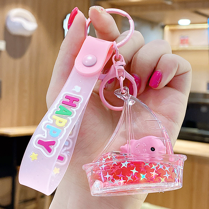 Flotante pequeño llavero de peces de colores para hombres y mujeres exquisito lindo botella a la deriva llave del coche colgante mochila colgante pequeño regalo