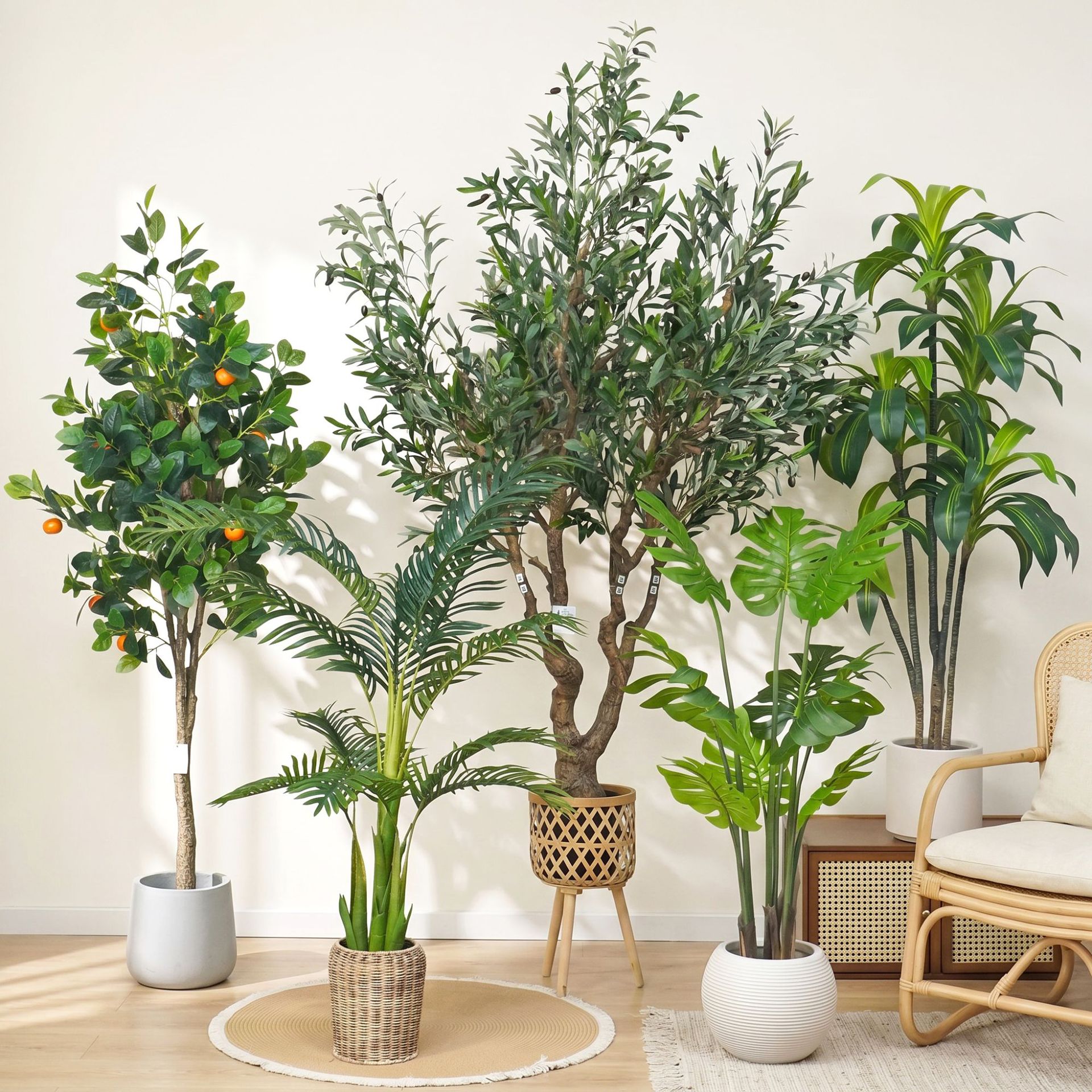 Simulación verde olivo gran maceta dragón sangre hierro transfronterizo árbol artificial nórdico decoración interior paisajismo mayorista