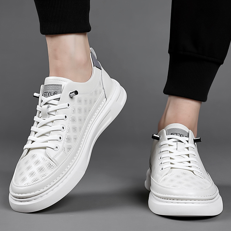Pequeños zapatos blancos verano para hombres nuevo estilo ocio transpirable deportes cómodos zapatos casuales de negocios todo fósforo zapatillas de deporte para hombres al por mayor