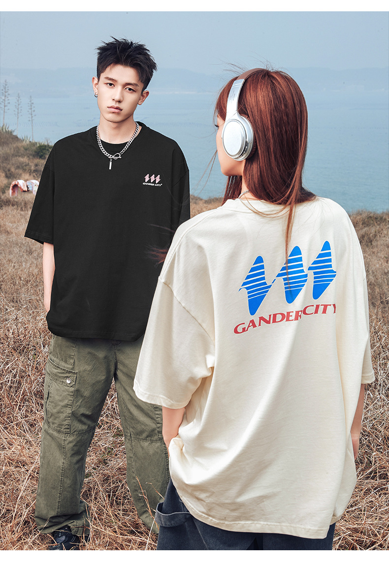 Damska odzież T-shirt z nadrukiem z krótkim rękawem Męska w tym samym stylu Letnia luźna modna marka T-shirt Q_voghion.com