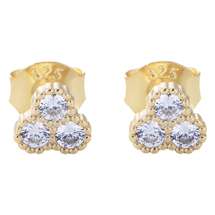 S925 plata esterlina simple pequeño Micro incrustaciones Zircon Stud pendientes temperamento femenino luz geométrica de lujo pendientes de alto sentido al por mayor