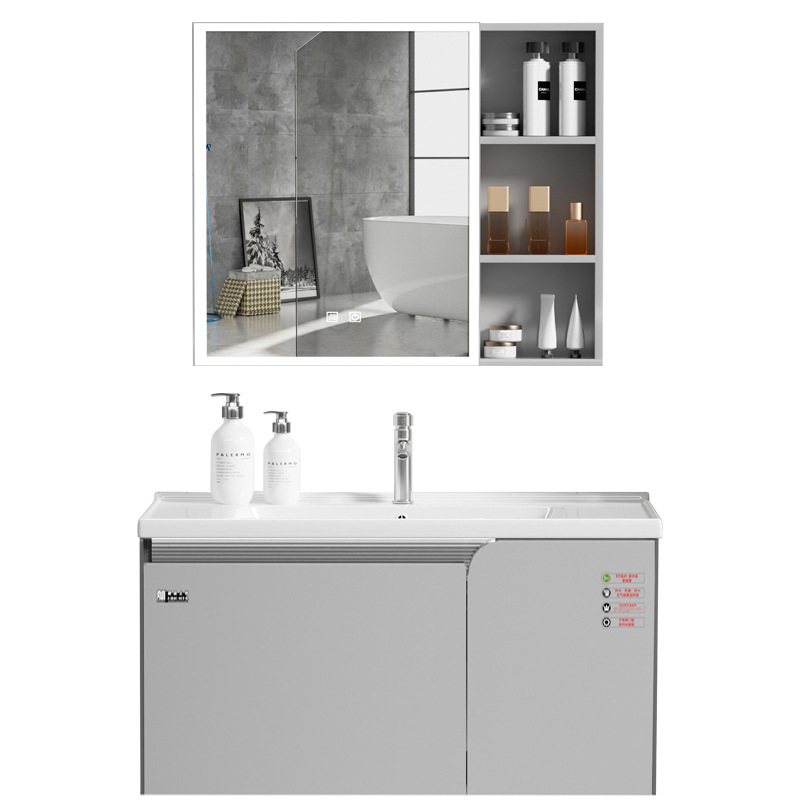 lavabo de acero inoxidable grueso lavabo doméstico simple espacio gabinete de baño de aluminio combinación