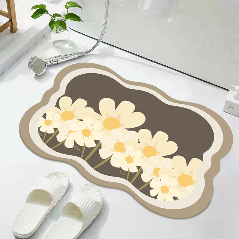 Alfombra de piso de baño hogar absorbente antideslizante simple alfombra de piso de baño irregular lavado alfombra de baño al por mayor