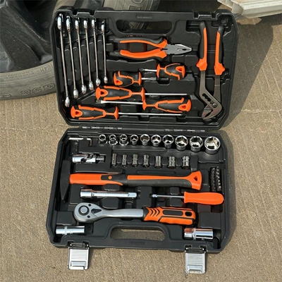 Auto repair tool set, socket wrench, ratchet, car repair combination tool box, auto repair kit tool box (Mühərrik tənzimləmə alətləri) - advanced-black-72-tooth-curved-handle-58-piece-set