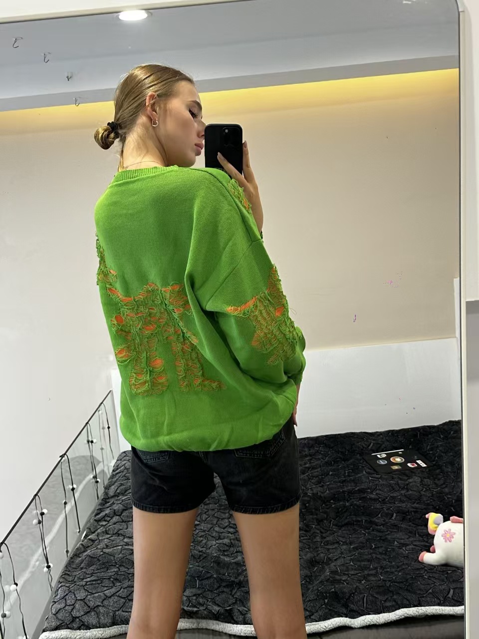 Sieviešu apģērbs Pulovers ar garām piedurknēm Ins Style Meiteņu top trikotāžas džemperis ikdienišķs brīvs, nobružāts džemperis_voghion.com