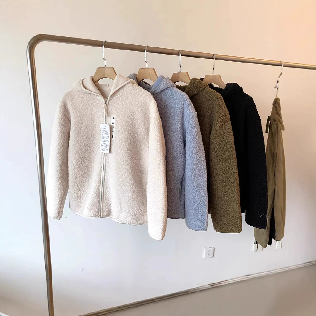 Осенняя свободная верхняя одежда из овечьей шерсти для женщин, повседневная модная теплая свободная верхняя одежда в корейском стиле на молнии с капюшоном и длинными рукавами для женщин