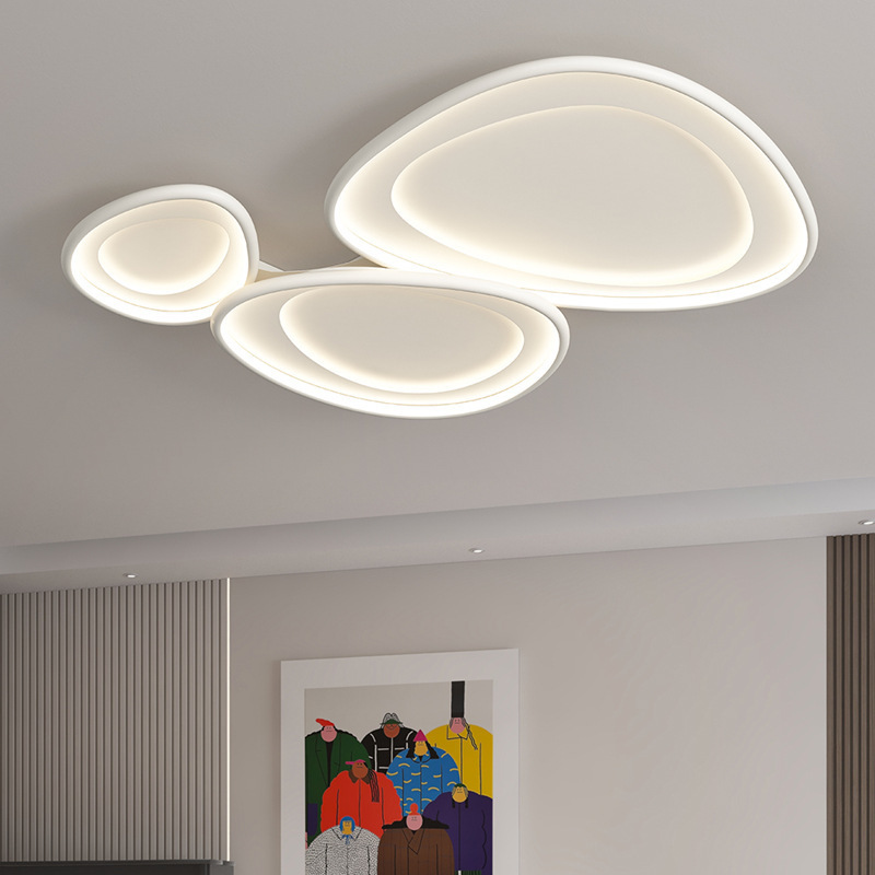 客廳吸頂燈全光譜護眼鵝卵石大廳主燈極簡奶油高級感燈具全屋套餐