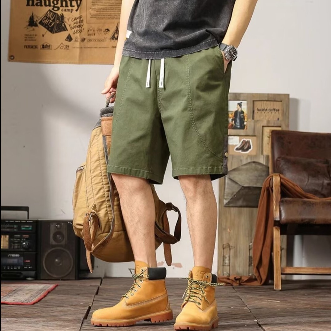 Cross-Border Japanese Retro Work Shorts Men's Thin Loose Straight Trendy Versatile Multi-Pocket Men's Casual Shorts
