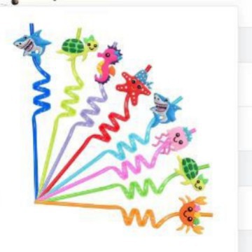 Cross-border PVC bar fiesta paja al por mayor forma creativa paja niños dibujos animados saludable juguete de paja de plástico