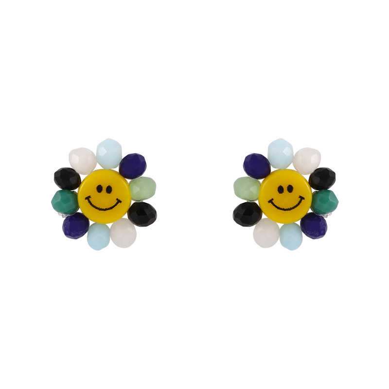 exquisite crystal sun flower smiley face earringspicture4