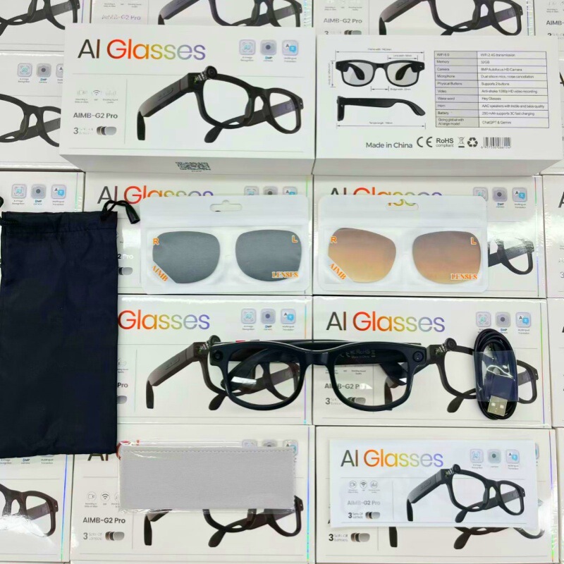 Hot-Selling Aimb-G2 Pro Smart Glasses with 8 Million Pixels, S1 Bluetooth Call Recording, Video Recording, Ai Image Recognition, and Translation