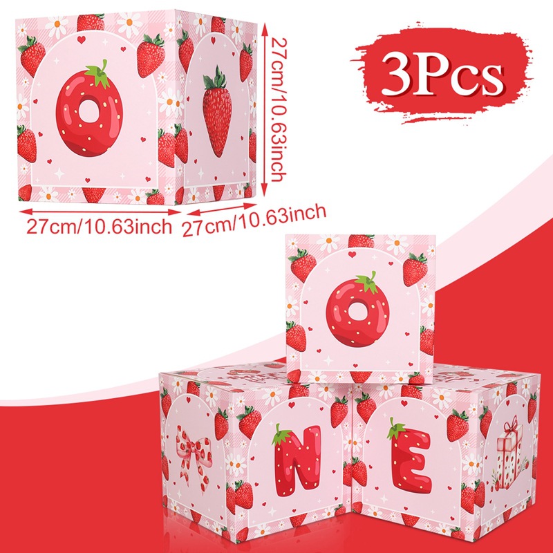 Fiesta temática de fresa chica rosa fruta cumpleaños vasos de papel desechables bandejas de papel cubiertos set decoración de mesa