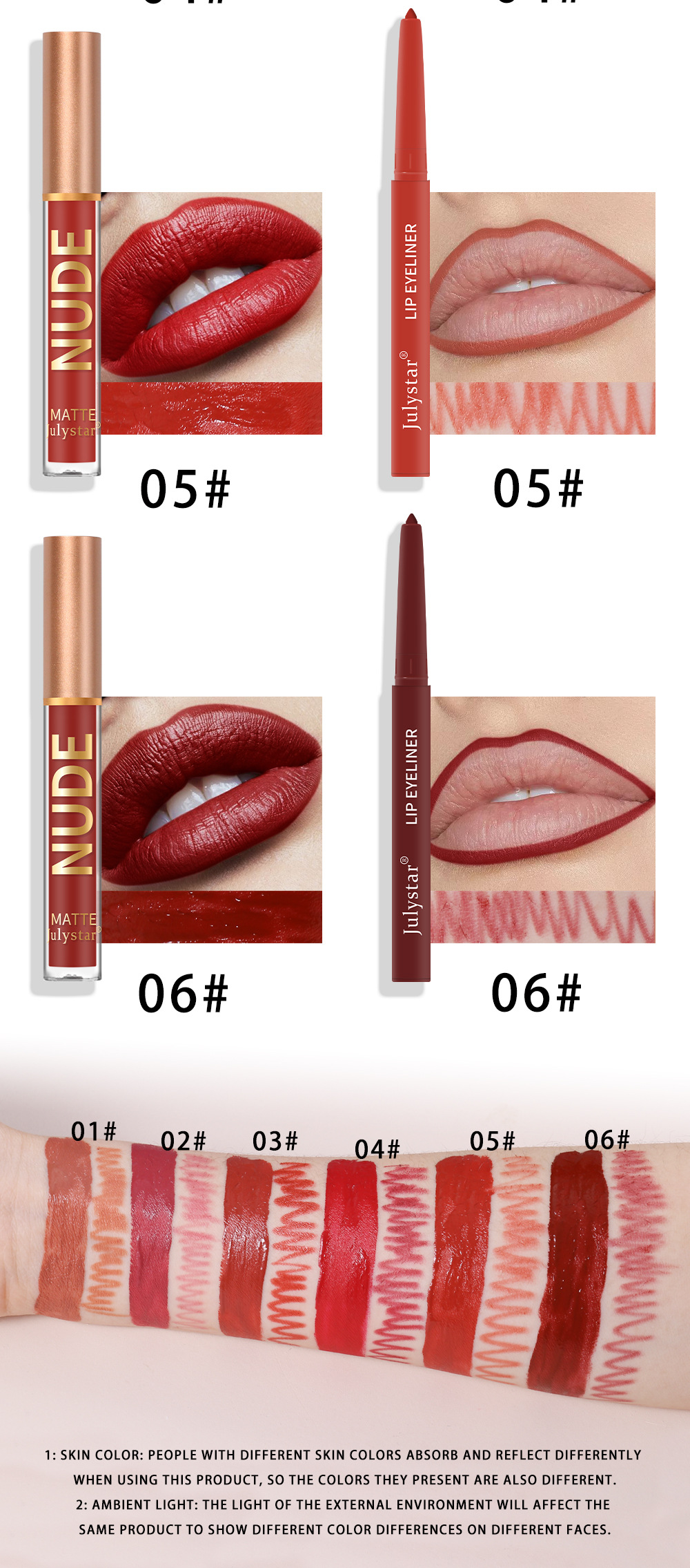 Julystar Makeup bestseller Non-stick cup mouth red pen Cross-border European and American waterproof long-lasting matte lip gloss lip liner pen undefined