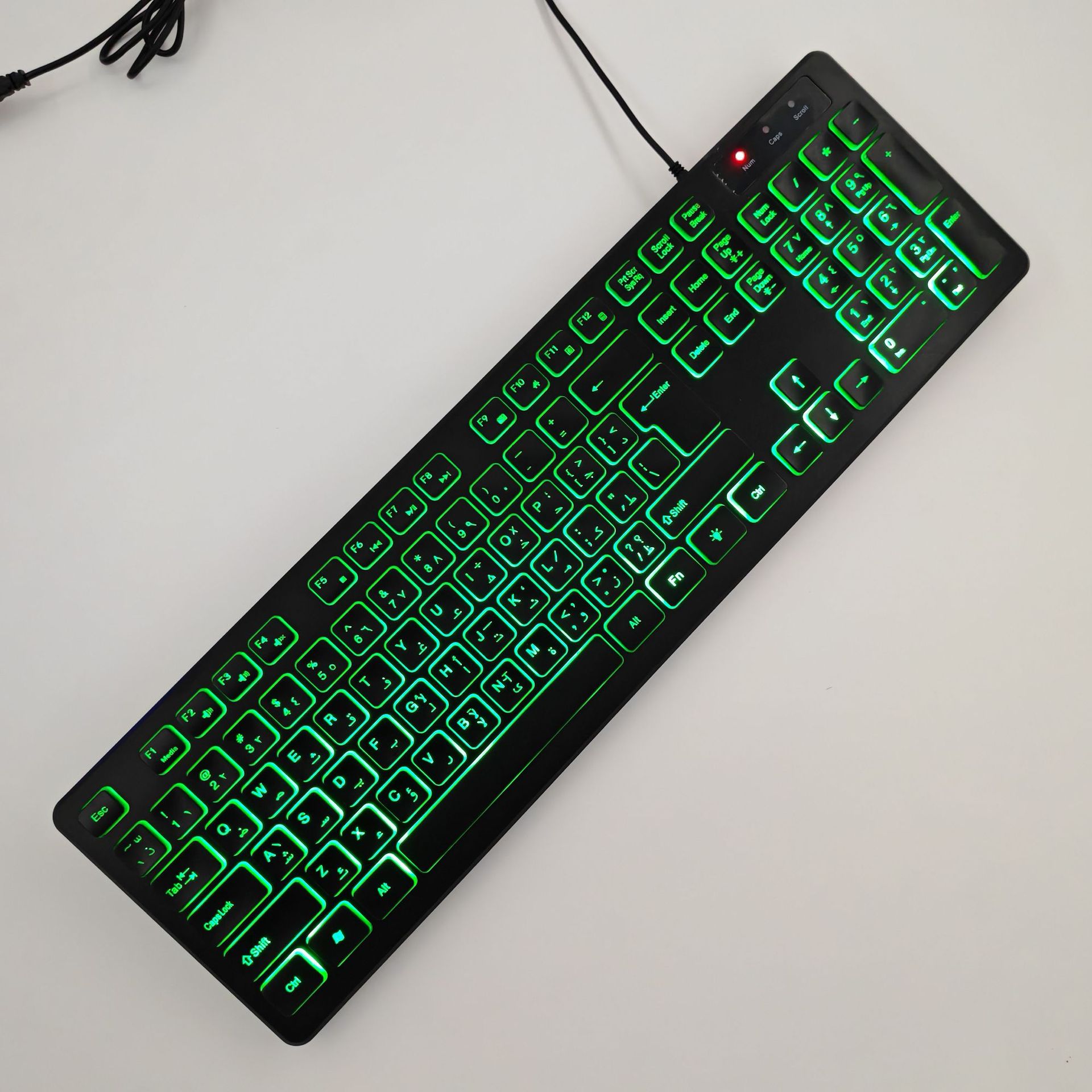 Арабская зеленая версия светящаяся клавиатура