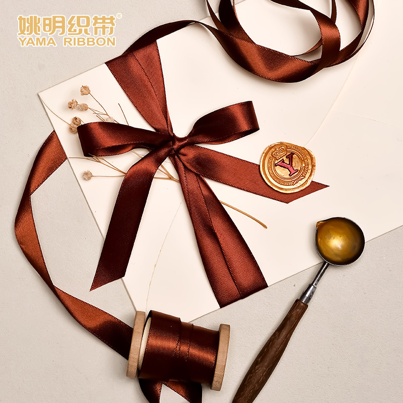 Yao Ming color café oscuro embalaje flor cinta arco cinta de poliéster caja de regalo cinta jacquard cinta al por mayor