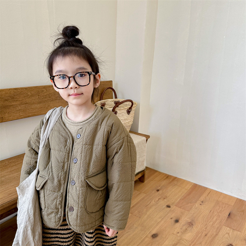 2023 children's clothing autumn and winter clothing children's Korean-style quilted cotton-padded coat girls' winter coat cotton-padded coat 123578