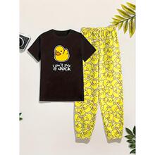 H 25837 Little Duck Print Short Set С��Ѽӡ��������