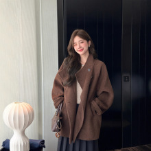 冬日摩卡新款设计感羊毛羊绒外套2025秋冬韩系双面呢子大衣女宽松