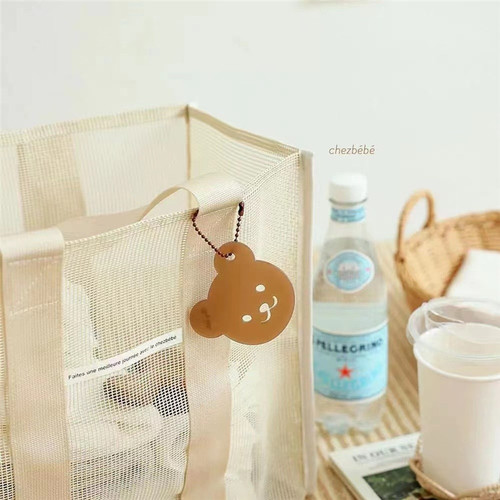 ins Korean beach bag large capacity outdoor solid color mesh swimming shoulder bag children's toy storage handbag