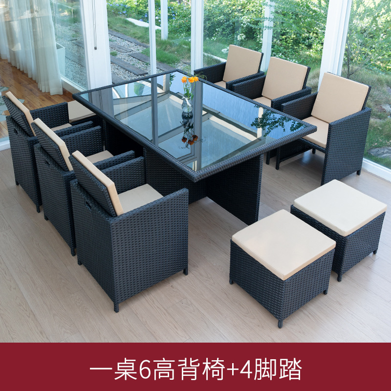 Al Aire Libre mesa y silla patio ocio ratán mesa y silla combinación terraza jardín al aire libre Mesa de té Muebles silla impermeable Protección solar