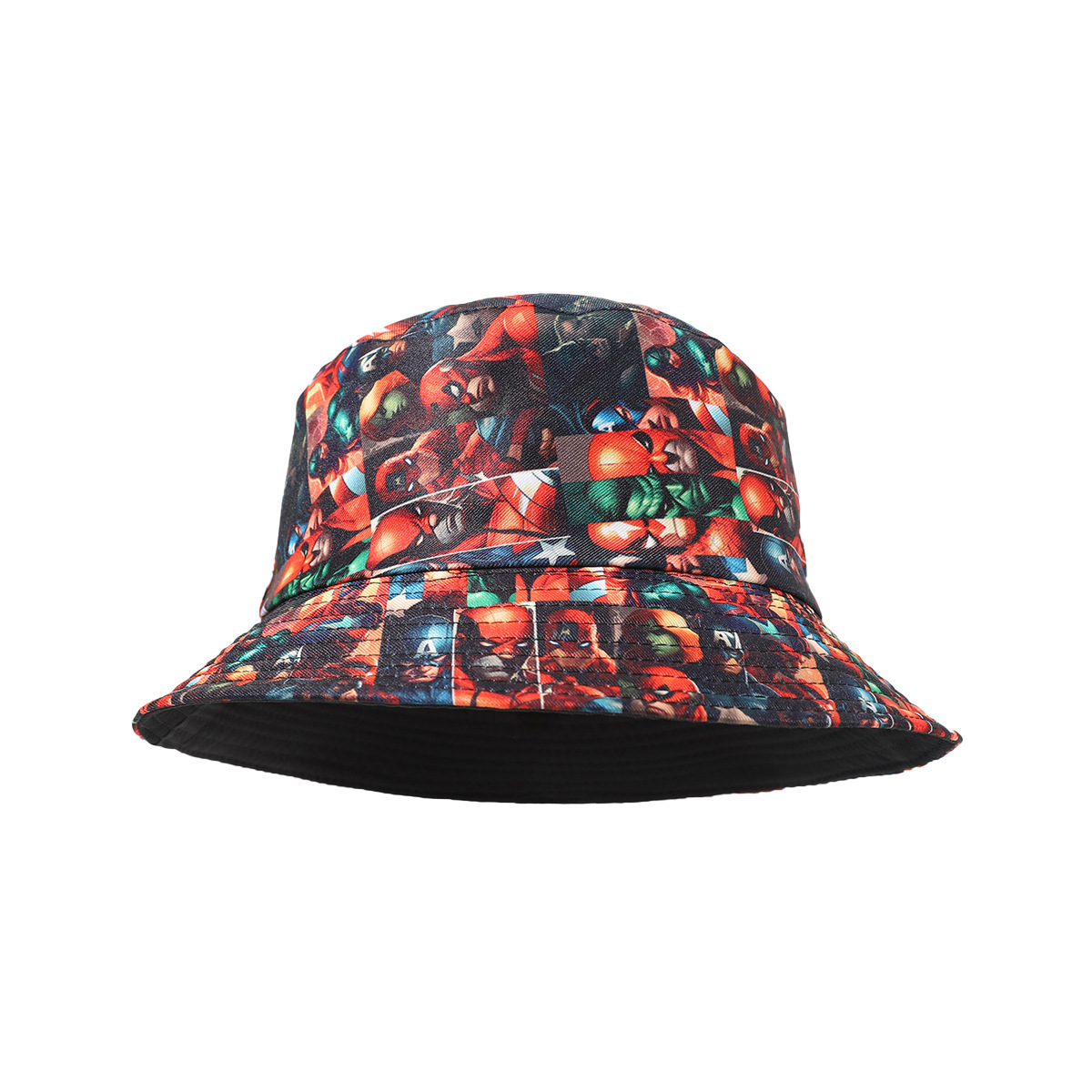 Sombrero de pescador adulto en stock de Europa y América serie de héroes impresión digital doble cara gorra de playa sombrero sombrero