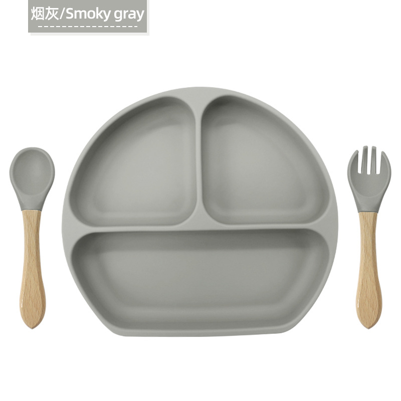 Plato de alimentación infantil tipo succión Plato de alimentación infantil Plato de cubierta de tres partes Amazon Plato de silicona de grado alimenticio