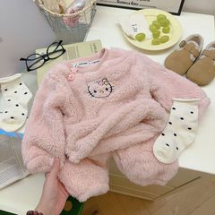 儿童新款睡衣保暖套装秋冬男女童加厚家居服宝宝加绒居家两件套潮