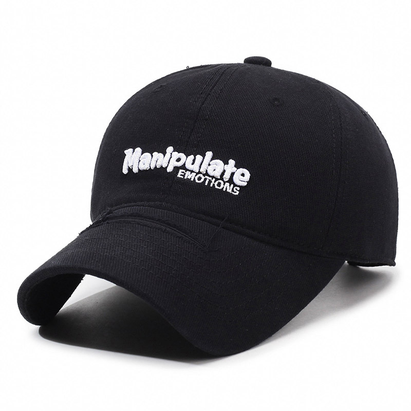 Korean Style Women's Letter Embroidery Wide Soft Top Baseball Cap With Distressed Brim Trendy Unisex Sun Hat_voghion.com