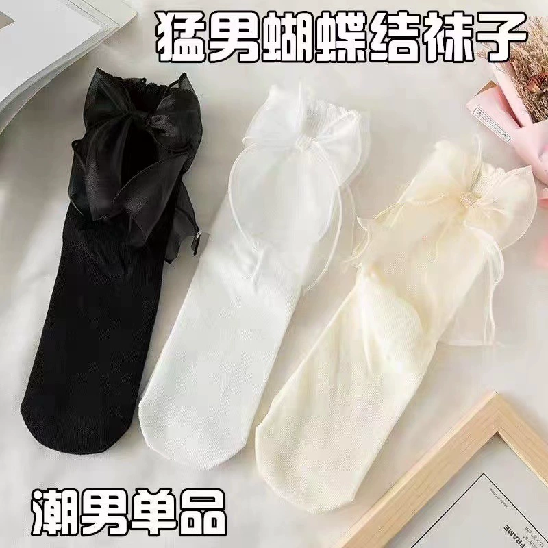 Lolita bow ankle socks, Japanese style for elementary students — spring/summer, one size