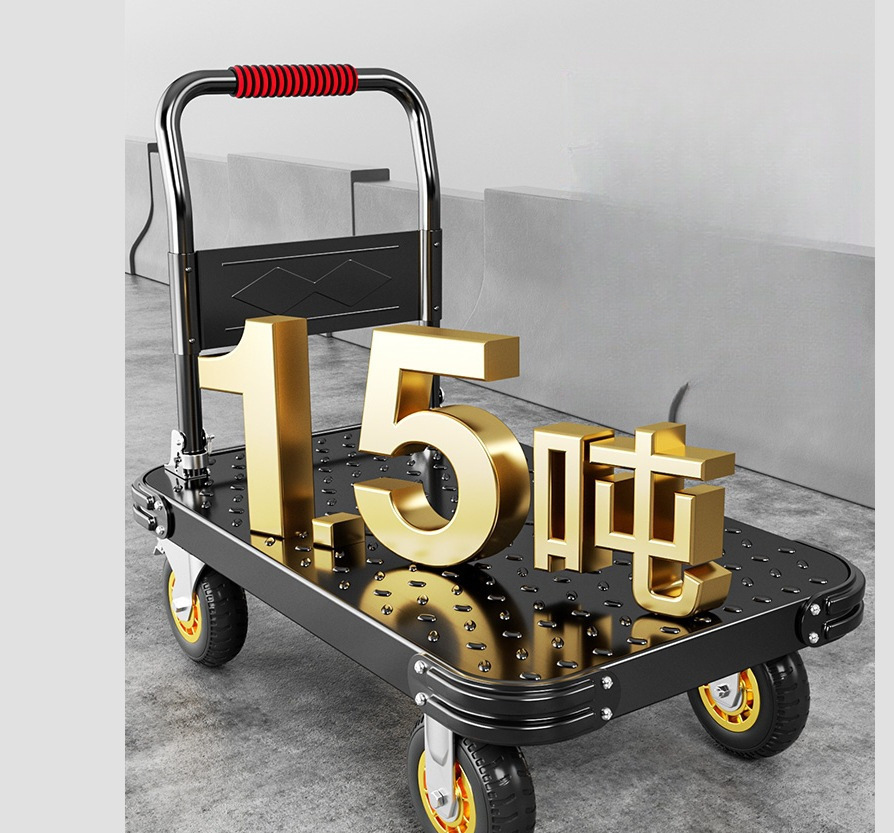 小推车拉货钢板手推车平板车搬运车家用拖车折叠手拉车快递小拉车