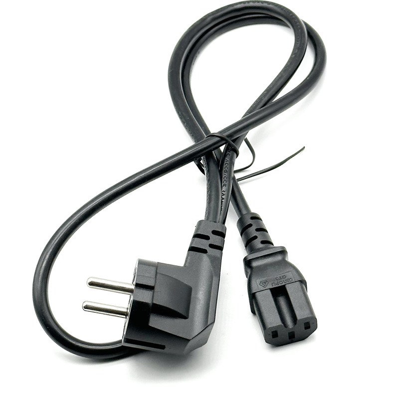 韩规插头电源线凹槽品字尾C15 电动车充电器电源延长线 t型品字头