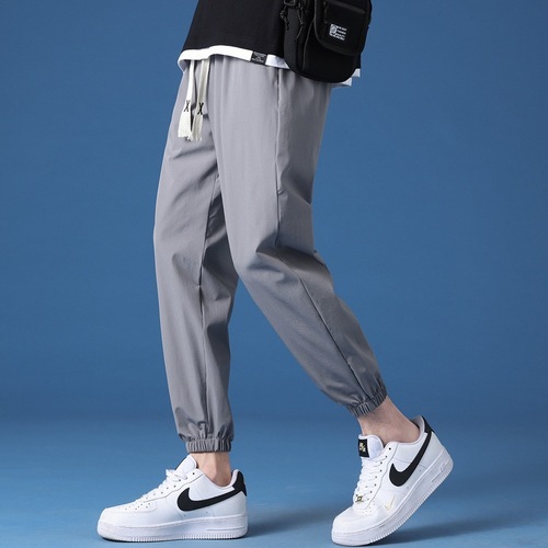 Men's 2025 Spring and Summer 9-inch Straight-leg Athletic Pants Ice Silk Loose Casual Bottoms
