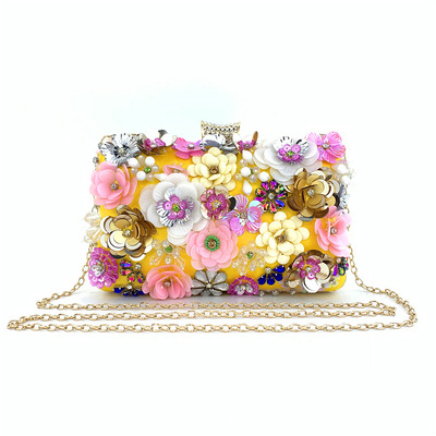DDB Chaozhou Direct selling Manufactor Cross border Evening Bags lady manual Colored flowers Bead Bag On behalf of