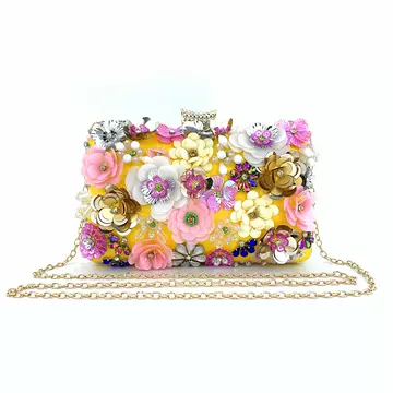 Hengmei Chaozhou direct selling manufacturer directly provides a cross-border dinner bag for women, and a hand-made colored flower beaded bag is issued on behalf of the customer - ShopShipShake