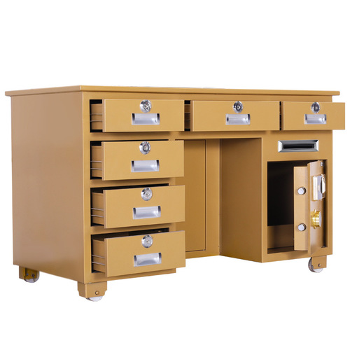 Fully Steel Anti-Theft Safe Desk with Fingerprint Password Office Desk Integrated with Coin Operated Cash Register Financial Home Computer Safe