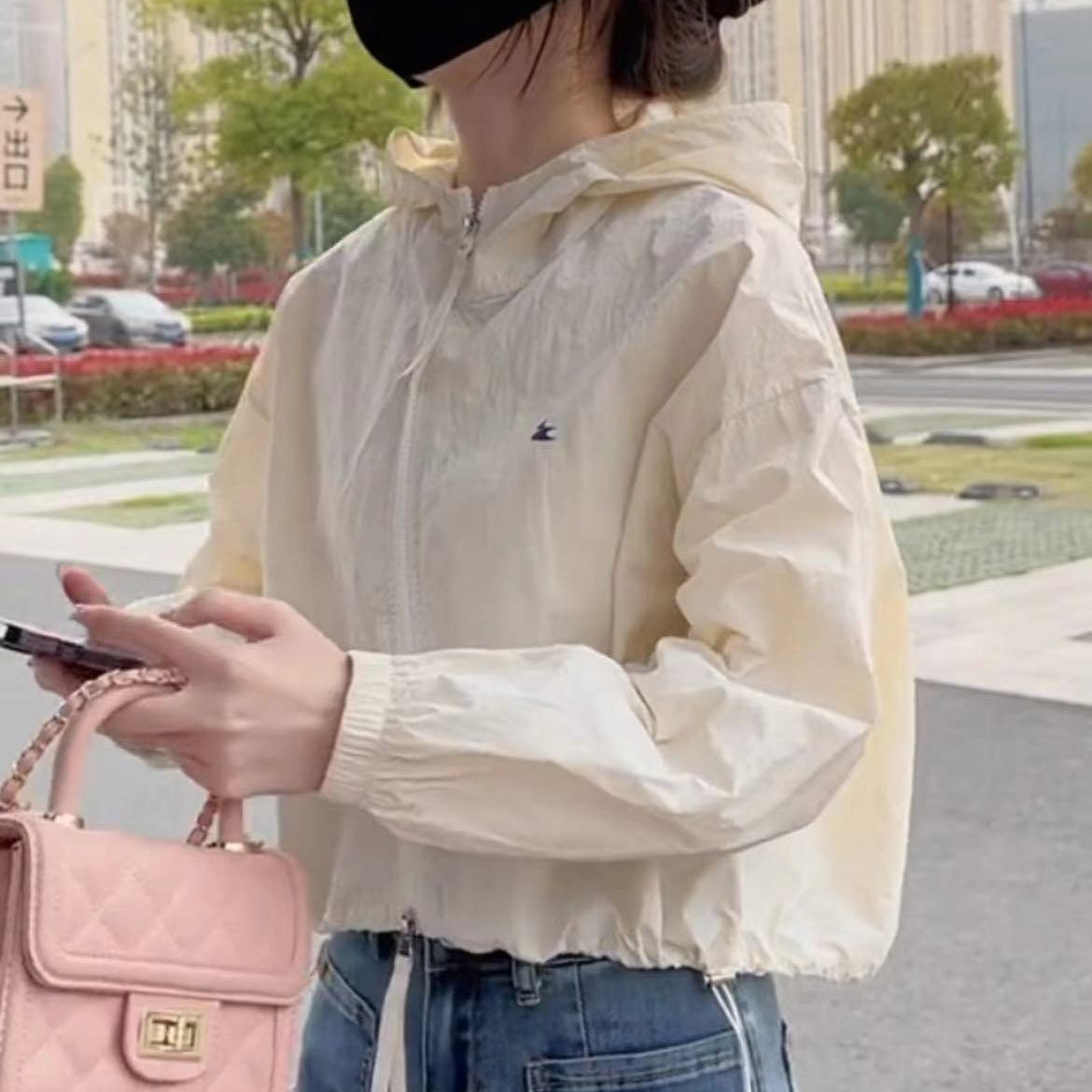 Sun Protection Clothing Thin Jacket for Women 2026 Summer New Short Style Loose Versatile Hooded Sun Protection Top for Petite Women