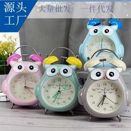 掌柜推荐卡通猫头鹰座钟学生用儿童静音扫描打铃小闹钟时钟