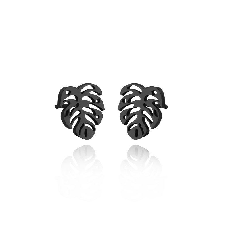 Nuevos productos de comercio exterior transfronterizo: pendientes minimalistas de acero inoxidable con diseño de flor, palmera y corona, estilo japonés y coreano, disponibles para venta al por mayor. image 11