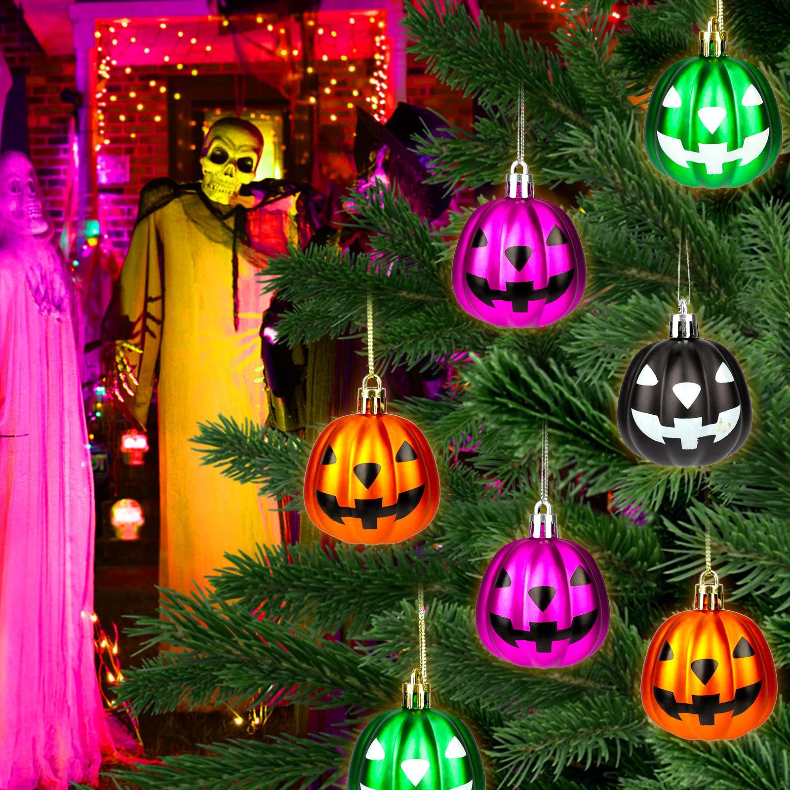 Festival de fantasmas transfronterizos 5CM bola de calabaza colorida Halloween cara de plástico calabaza decoración colgante